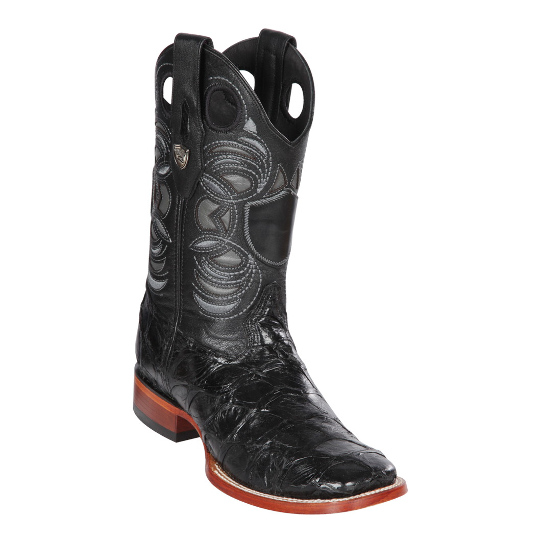 Men's Wild Ranch Toe Boot Genuine Inverted Pirarucu - Black - H82 ...